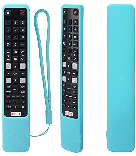 Étui de Protection en Silicone pour RCA TCL Télécommande, RC802N 43P20US 43S6000FS 55X2US 65P20US, Housse Coque pour RCA TCL Télécommande, Antidérapage, Antisismique, Lavable (Bleu Lumineux)
