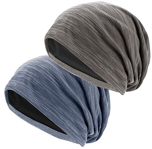 KEELYY Mütze Herren Damen, 2 Stück Dünne Slouch Beanie Hat, Leichte Beanie Mützen für den Frühling, Sommer und Herbst, Unisex Atmungsaktiv Beanie für Sport Chemo Haarausfall Schlaf