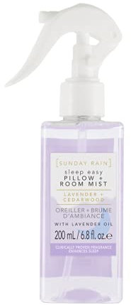 Sunday Rain Sleep Easy Luxuriöses, entspannendes beruhigendes Kissen und Raumnebel-Spray mit Lavendel und Zedernholz, 200 ml