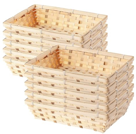 Wickerfield Set of 10 Bamboo Hamper Display Trays, Extra Large Gift Baskets