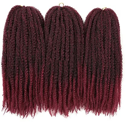 CLKE Lot de 3 Rouge 18pouces Marley Hair Afro Kinky Kanekalon Hair Twist Synthétique Faux Locs Crochet Braids Meches-TBUG