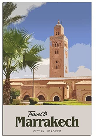 Marrakesch Vintage Reiseposter Gemälde Poster Modern Geschenk Schlafzimmer Deko