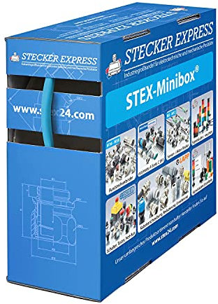 136313 Stex24 Schrumpfschlauch 2:1, Minibox mit 25,0m, blau 1,2/0,6mm, 3/64 Zoll, WSB2 Schrumpftemperatur mind. 70°C, vollständig bei mind. 100°C - 1 Stück