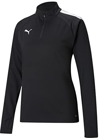 PUMA Damen Teamliga 1/4 Zip Top T-Shirt, Black Weiß, Klein