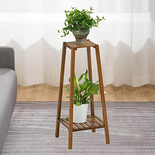 2/3/4 Stufen Blumenetagere, Dekorativer Pflanzenständer Aus Bambus, Blumenbank Holz Regal, Pflanzensäule Glatt Und Gratfrei Robust Und Stabil Für Wohnzimmer, Schlafzimmer, Balkon ( Size : 2 Tier )