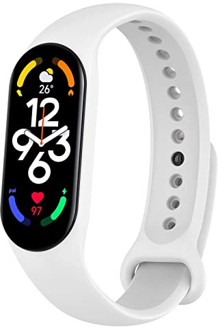 FTRONGRT Correa para Xiaomi Mi Band 7, Flexible Silicona Reloj de Recambio Ajustable Brazalete Smart Watch Correa.Blanco