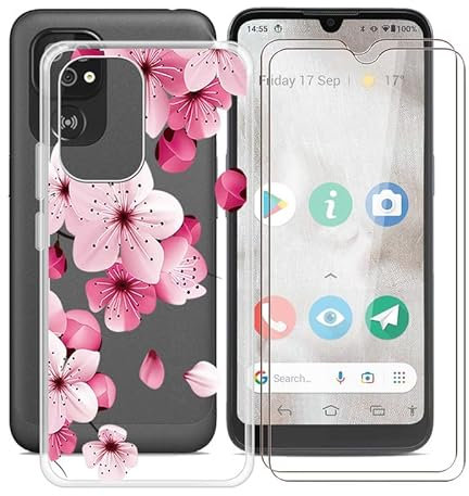 ZXLZKQ Case for Doro 8100 (6.1 Inch) with 2 x Tempered Glass Screen Protector, Transparent TPU Bumper Case, Shockproof Soft Silicone Case Cover for Doro 8100 - WM113