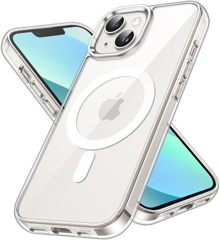 JETech Magnetisch Hülle für iPhone 13 6,1 Zoll Kompatibel mit MagSafe Kabellosem Laden, Stoßfest Handyhülle, Schutzhülle Kratzfeste Transparent Rückseite (Durchsichtig)