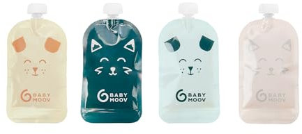 Babymoov ISY Pouches wiederverwendbare Quetschbeutel 150ml aus recycletem Kunststoff, 20er Set