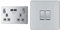 BG Electrical fpc22u3g Screwless Flat Plate Double Switched Fast Charging Power Socket, 13 A, 16.3 cm*18.0 cm*3.1 cm & FPC42 Screwless Flat Plate Double Light Switch, Polished Chrome, 2-Way, 10AX