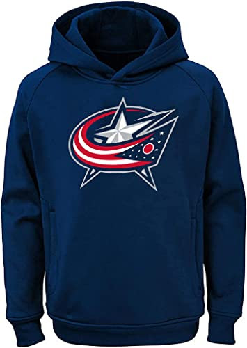 Outerstuff NHL Youth 8-20 Team Color Performance Primary Logo Pullover Sweatshirt Hoodie, Columbus Blue Jacken, 14-16