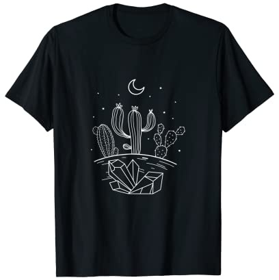 Cristales de cactus Luna Cactus Planta suculenta Camiseta