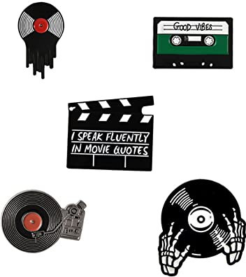 ARFUKA 5 Stück Brosche Band und Plattenspieler Brosche Pins Anstecknadel für Kleidung Taschen Jacken, Geburtstag Weihnachtsgeschenke für Männer und Frauen