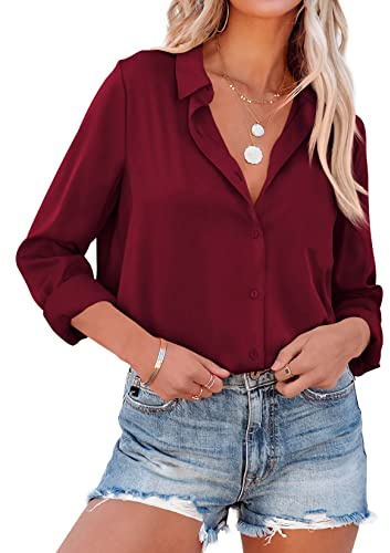 NONSAR Camicetta da Donna Elegante a Maniche Lunghe con Colletto Alto, da Ufficio, Casual