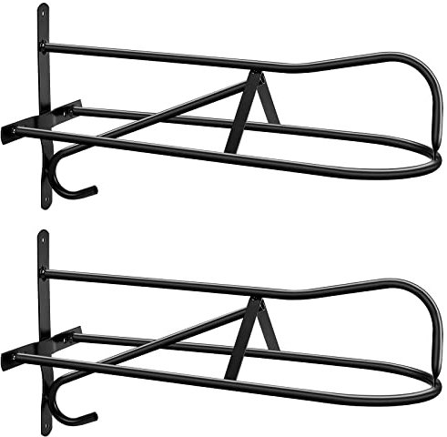 Buryeah 2 Sets Sattelständer Sattelständer Wandmontage Sattelständer für Westernsättel, schwarz, Montageschrauben im Lieferumfang enthalten (klassisch)