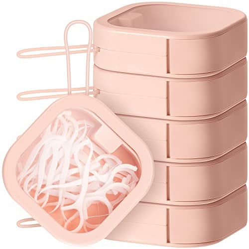 6 Stück Haargummi-Organizer, Qtip-Spender, Badezimmer-Aufbewahrungs-Organizer, Wattestäbchen-Halter, Wattestäbchen-Spender, Kinder-Haarzubehör-Box mit Deckel für Badezimmer (rosa)