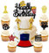 25 Piezas Decoracion Tartas Cumpleaños Película Noche Happy Birthday Cake Topper Temáticas de Películas Cupcake Toppers Decoration Topper Tarta Cumpleaños para Hollywood Tema Bebé Ducha Niños Fiesta
