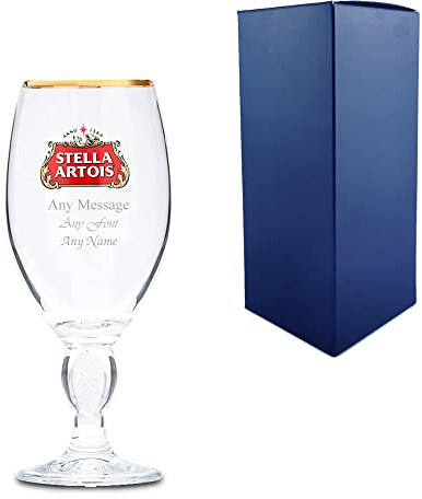 Engraved Stella Half Pint Glass. 10oz with Gift Box. Personalised Lager Glass