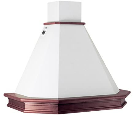 Cappa Cucina Rustica Aspirante Filtrante 500 m³/h 90 cm Made in Italy ● Sonia Bianca Camino Estensibile Cornice Legno Grezzo ● Filtri Antigrasso Alluminio Illuminazione LED 3 Velocità Esercizio