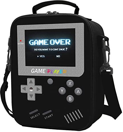 Ruokey Lunchbox für Jungen, für die Schule, Gamer, Jungen, isolierte Leder-Videospiel-Lunchboxen für Jungen und Mädchen, wasserdicht, auslaufsicher, mit verstellbarem Schultergurt