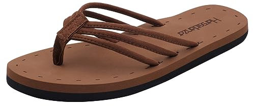 Harssidanzar Damen Flip Flops Zehentrenner Sommer Strand String Sandalen Leicht mit Arch Support KL221EU,Braun,Größe 40