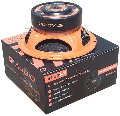 KIT SET PER BASS FACE GT AUDIO GT-SW6/4 1 subwoofer 16,5 cm 6,5 da 75 watt rms 150 watt max doppia bobina da 4+4 ohm dvc dual voice coil per bagagliaio auto, 1 pezzo