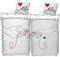 SkyBrands Mr. & Mrs. Partnerbettwäsche 135x200 4teilig Paar Bettwäsche Kissenbezug Partnerbettwäsche Set Pärchen Bettwäsche Liebe Partner Bettwäsche 4teilig Mikrofaser