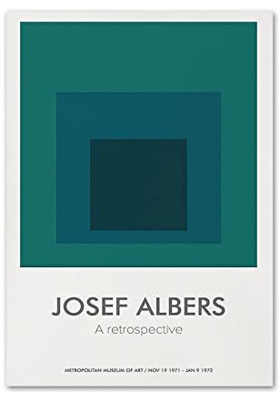 LVTFCO Josef Albers Farbverlauf, quadratische Poster und Drucke, abstrakte Leinwand-Wandkunst, Josef Albers Gemälde, Josef Albers Bild für Heimdekoration, 40 x 60 cm, ohne Rahmen