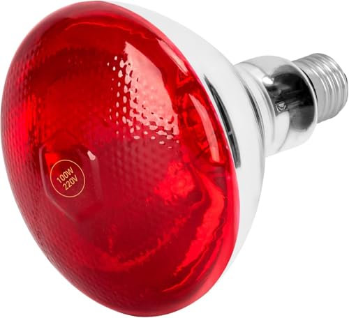 Cozion Rotlichtlampe E26 Rotlichtlampe Wärmelampe Birne 100Watt Wärmende Rotlicht Lampe für Haushalt Tiere Katzen Hühner Kaninchen 1 Stück (Rote Glühbirne)