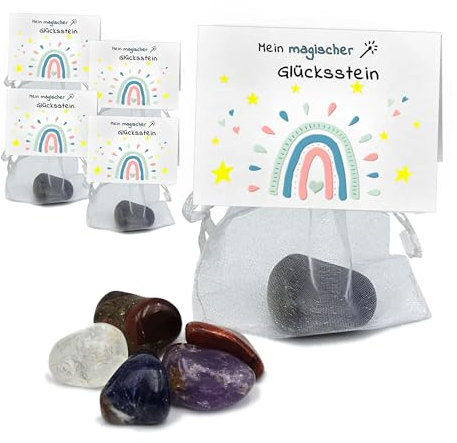 SoSi 5 Glückssteine, 2-3cm, Mitgebselstein, Mitbringsel, Give Away, Glücksbringer, Kindergeburtstag, Gastgeschenk, Kindergarten, Taufe, Kommunion, Einschulung