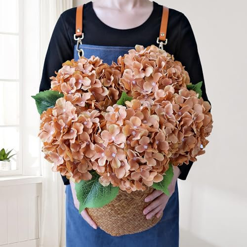 JINWOE Künstliche Hortensien aus Seide, 127,7 cm, große, lebensechte Boho-Blumen, künstliche Hortensien für den Innenbereich, Blumenstrauß, Tischdekoration, Blumenarrangements, Zuhause, Hochzeit,