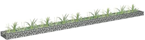 Tino Tech Gabionen-Hochbeet aus Verzinkter Stahl 360x30x10 cm Silber Steinkorb Hochbeet Pflanzen Gartenmauer Gabione aus Metall Garten Gabione Pflanzenwand Gabionen Gitter