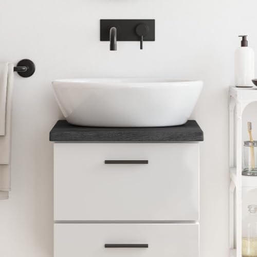 Gecheer Piano Bagno Grigio Scuro 40x30x4 cm Legno Massello Trattato, Ripiani per Scaffale, Piano d'appoggio per Bagno