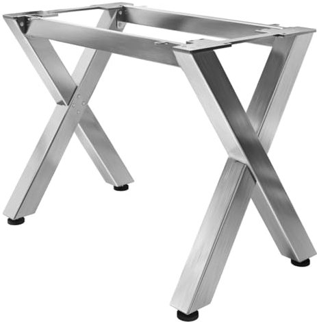 Juana | Tischbeine Metall Edelstahl | 2 Stück X Form Tischkufen mit 2 x Verbinder | L: B: H: 119 x 70 x 105cm | Möbelkufen für Stehtisch, Bartisch