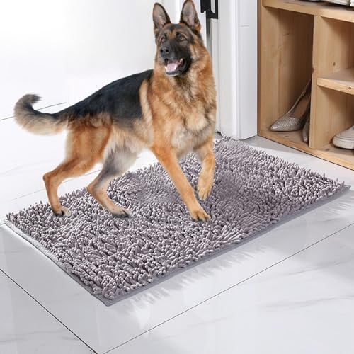 YCYATS Cleany Matte Hunde, Ultra-Absorbant Schmutzfangmatte, Hundeteppich Sauberlaufmatte Super Absorbierende Bodenmatte für schlammige, nasse Pfoten und Schuhe (Grau, 80 * 120cm)