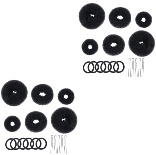 FOMIYES 6 Sets Hair Styling Set Hair Donut Bun Makers Elastic Bands U-shaped Clips