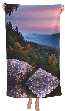 Peiyeety Canadian Smokey Mountain Cliff Mikrofaser-Strandtuch, Reisehandtuch, Pool, Schwimmen, Dusche, Camping, Strandtücher, Kinder, Erwachsene, Frauen, Strandzubehör, Strandgeschenke