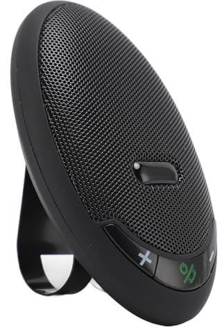 ASHATA Haut-Parleur 5.0 pour Voiture avec Clip, Haut-Parleur Mains Libres pour Voiture, Assistant Vocal Mains Libres Rechargeable, Haut-Parleur de Téléphone de Voiture, Kit de Voiture