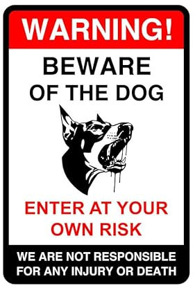 Attention au chien « entrer à vos risques et périls » - Plastique rigide de 1,2 mm pour une utilisation en intérieur/extérieur (400 mm x 300 mm) - Distance de visualisation jusqu'à 14 m.