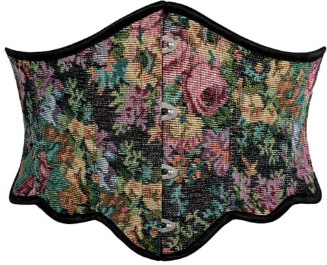 SCARLET DARKNESS Ladies Renaissance Floral Corset Belt Peasant Medieval Hook and Eye Corsets for Women UK Black 10