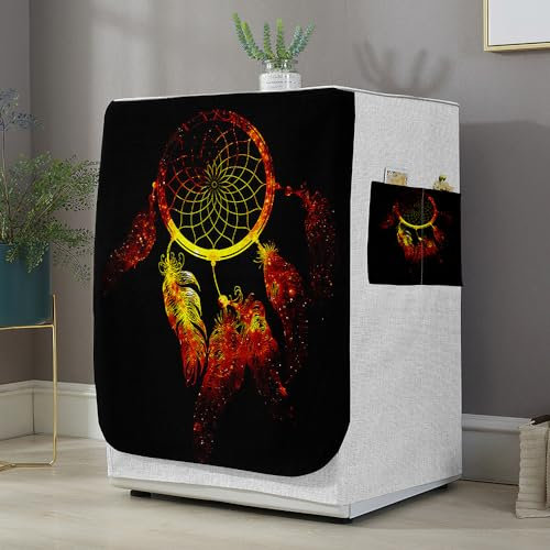 Highdi Funda de Lavadora Cubierta Exterior,Adapta a la Mayoría de Lavadoras y Secadoras de Carga Frontal Protector Solar a Prueba de Polvo (Atrapasueños 5,S Capacidad 6~7,5 KG)