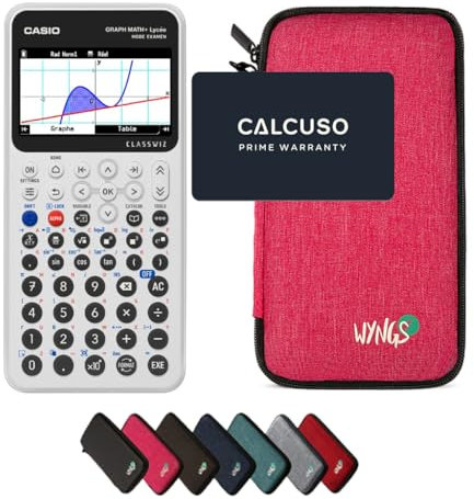 Casio Graph Math+ avec Housse de Protection WYNGS Incluse Rose - Calculatrice Graphique - Pack de Base