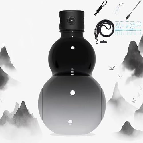 Gienslru Kürbis-Wasserflasche, Kürbisflasche, Flaschenkürbis, Kürbis-Sportwasserflasche, Reisewasserflasche fürs Fitnessstudio, chinesisches Retro-Design, großes Fassungsvermögen (Black A)