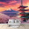 Papier Peint Panoramique Paysage Japonais, Mont Fuji style 3D Effet Rose pour Couloir Canapé Fond Décoration, Papier Peint intissé pour Chambre Salon Décoration Murale 250 x 175 cm