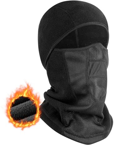 MELLIEX Sturmhaube für Herren Damen Polar Fleece Winter Warme Atmungsaktiv Gesichtsmaske für Outdoorsports Motorrad Fahrrad Skifahren - Schwarz