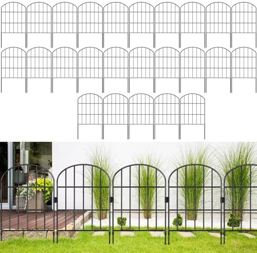 MOOTACO 10 Stück Gartenzaun, Metall Zaunelemente, Dekorativer Gartenzaun, Metallzaun, Zaun für Hunde (330CM(L) X 60CM(H))