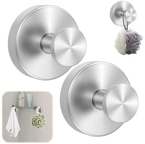 2 PCS Vacuum Suction Cup Hooks, Bathroom Vacuum Suction Hooks, Reusable Heavy Duty Towel Suction Cup, No Drill Suction Heavy Duty Vacuum for Bathroom Kitchen