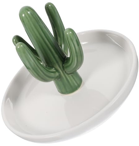 Alipis Bandeja Para Joyas De Cerámica Plato Decorativo Cactus Soporte Para Anillos Almacenamiento De Joyas Decoración De Tocador Bandeja De Baratijas Organizador De Escritorio