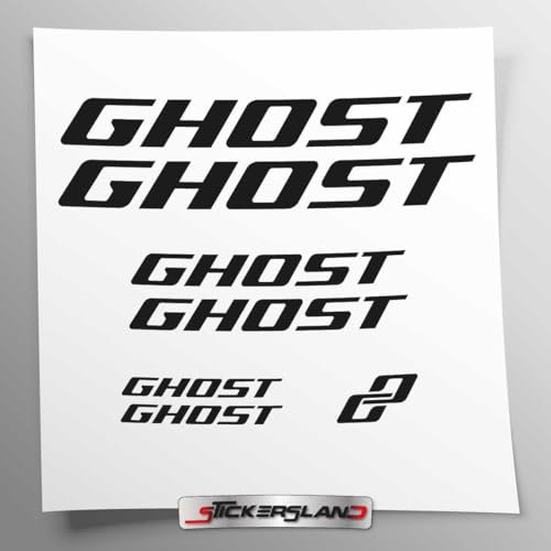Stickersland® Aufkleber-Set kompatibel mit Rahmen Ghost MTB Mountainbike und Helm | Aufkleber-Aufkleber für Fahrrad Schriftzug Logos | Stickersland® (schwarz glänzend)