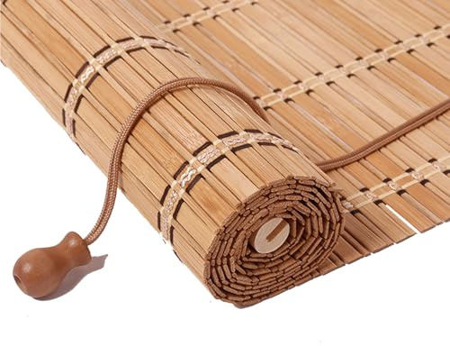 Bambusrollo Rollo Bambus,Retro Bambusrollo,Garten-Sonnenschutz Jalousien, ohne Bohren, Rollos aus natürlichem Bambus,Raffrollo Innen Anpassbar, für Fenster Außen/Innen